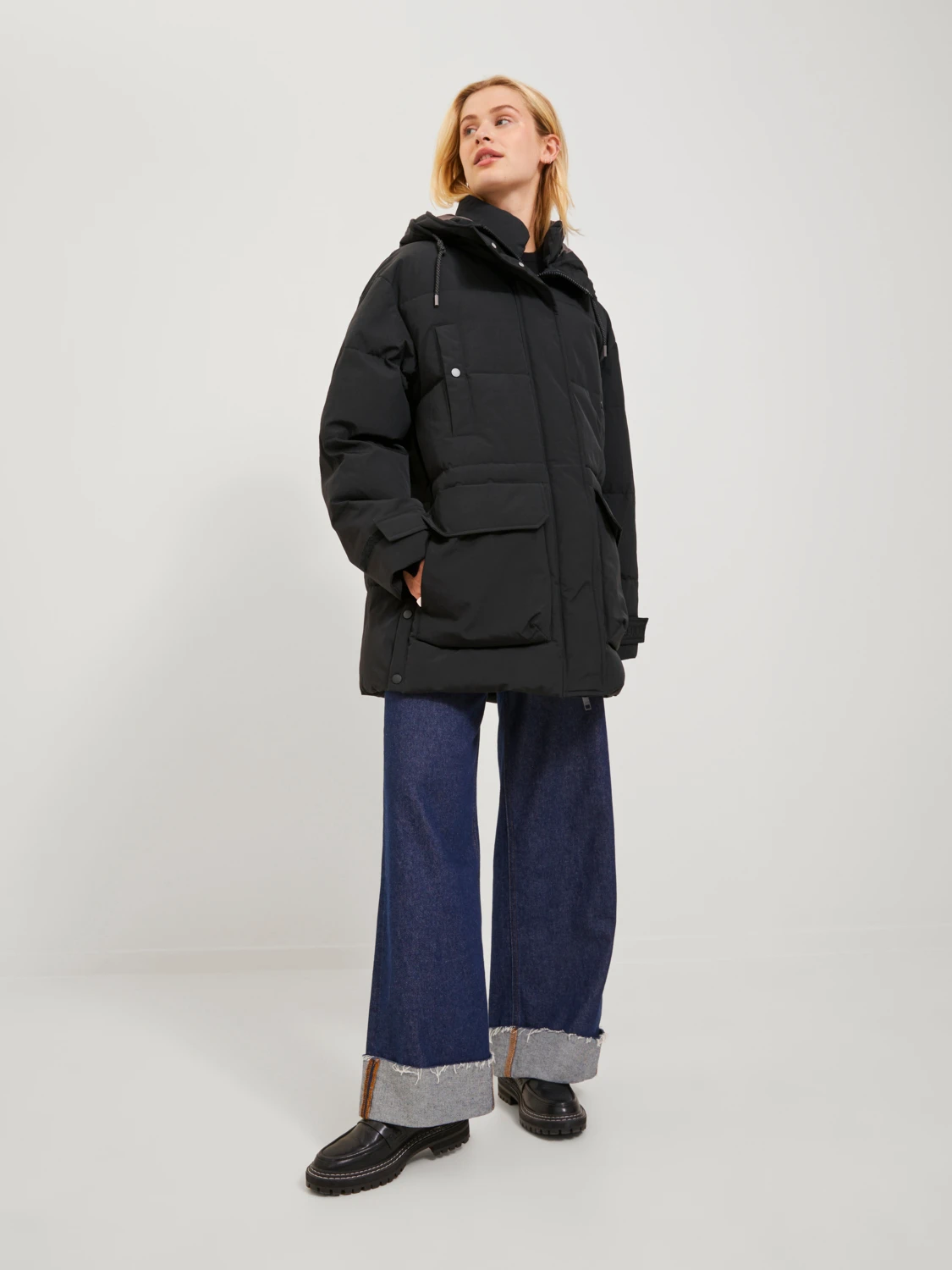 Jack&Jones JJXX Oversize Kapüşonlu Midi Pardesü - Günlük Kışlık Translation missing: tr.content.product_image_secondary