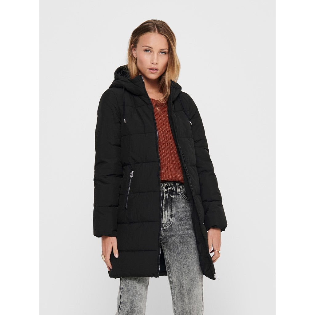 Only Kapüşonlu Oversize Midi Şişme Mont - Kışlık Günlük