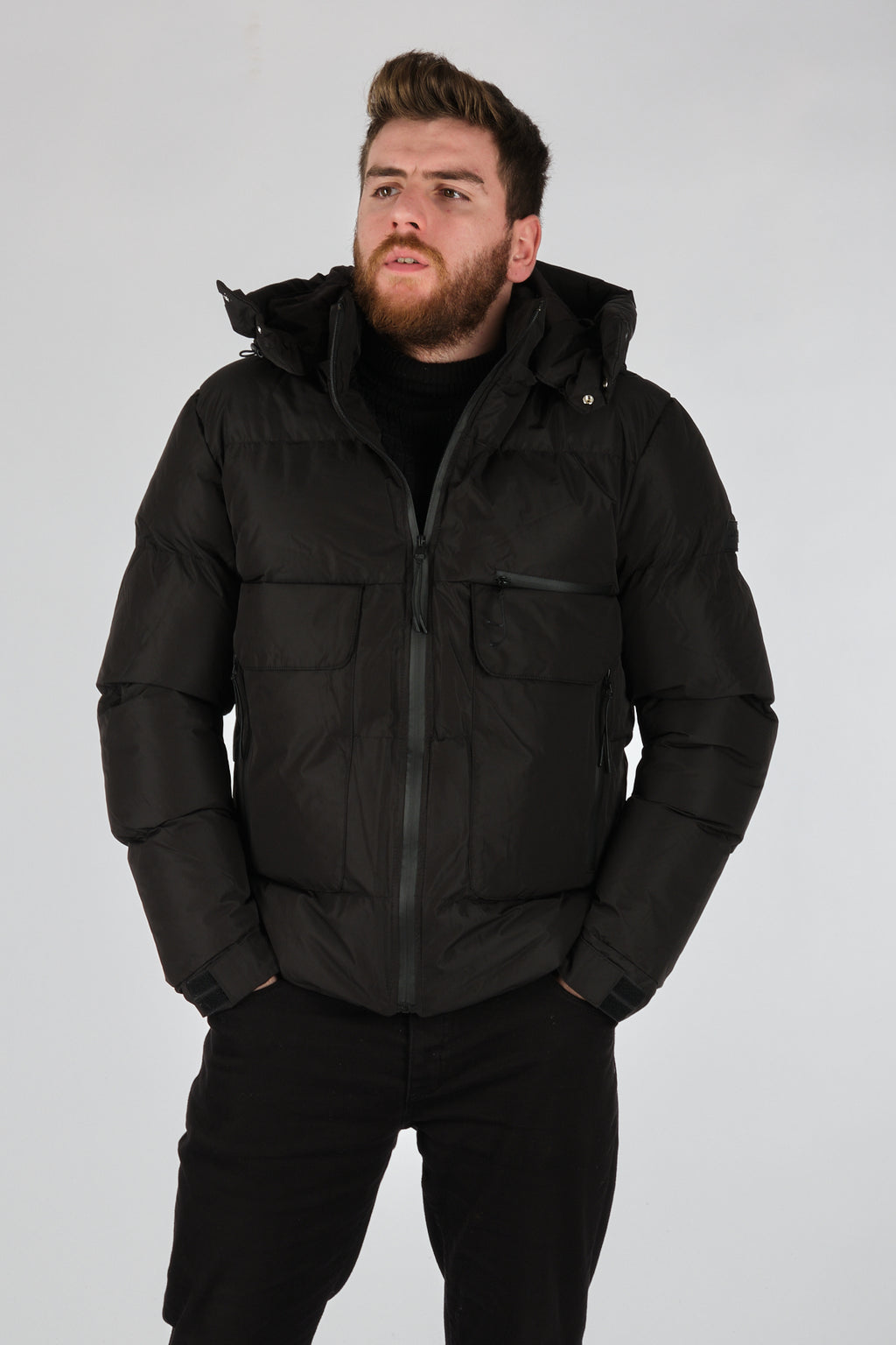 Rugu Erkek Oversize Kapüşonlu Kışlık Mont - Minimalist Tarz