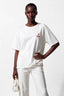 MOOIJ Kadın Bisiklet Yaka Rahat Kesim Pamuklu Nakışlı Kısa Kollu T-Shirt