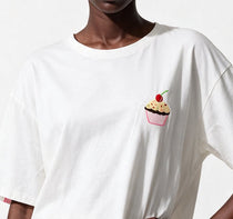 MOOIJ Kadın Bisiklet Yaka Rahat Kesim Pamuklu Nakışlı Kısa Kollu T-Shirt