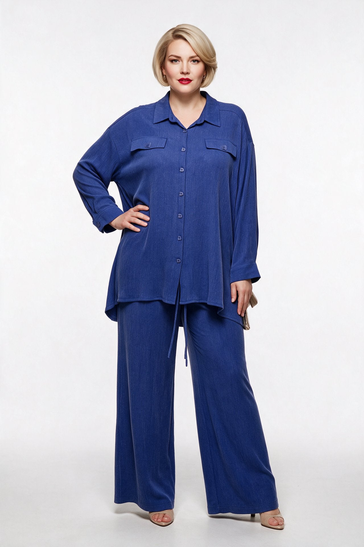 Müsemma Kadın Oversize Gömlek Yaka Midi Takım - Günlük Şıklık İkincil görsel