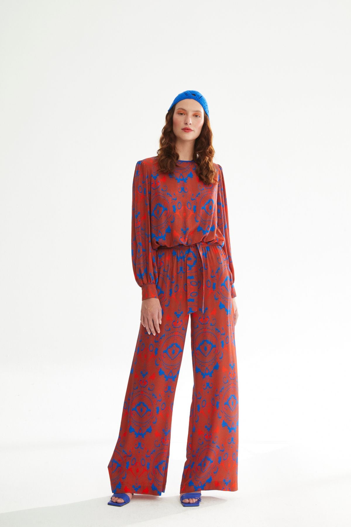 Naar Oversize Uzun Kol Midi Kadın Pantolon - Bohemian Desenli Translation missing: tr.content.product_image_main