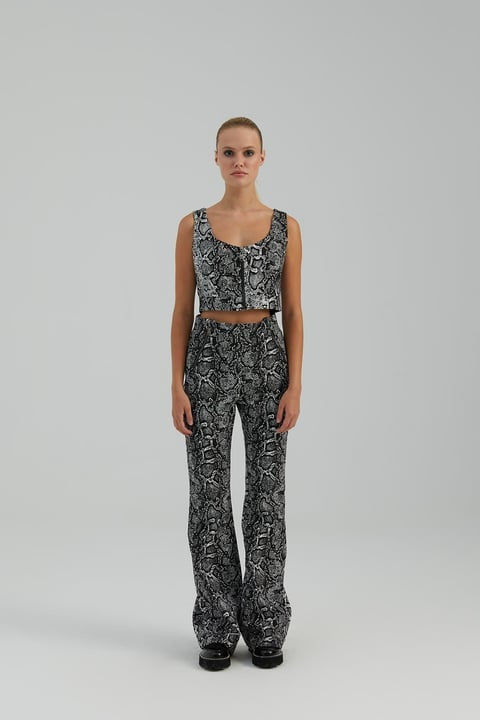 Naar Minimalist Crop Yılan Desenli Kadın Pantolon - Günlük & Şık Ana görsel