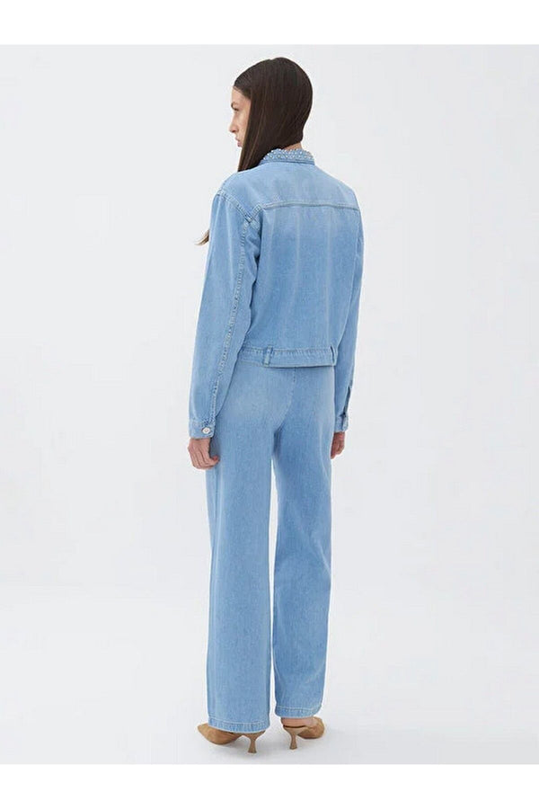 Nocturne Oversize Crop Jean Ceket - Minimalist Günlük Stil
