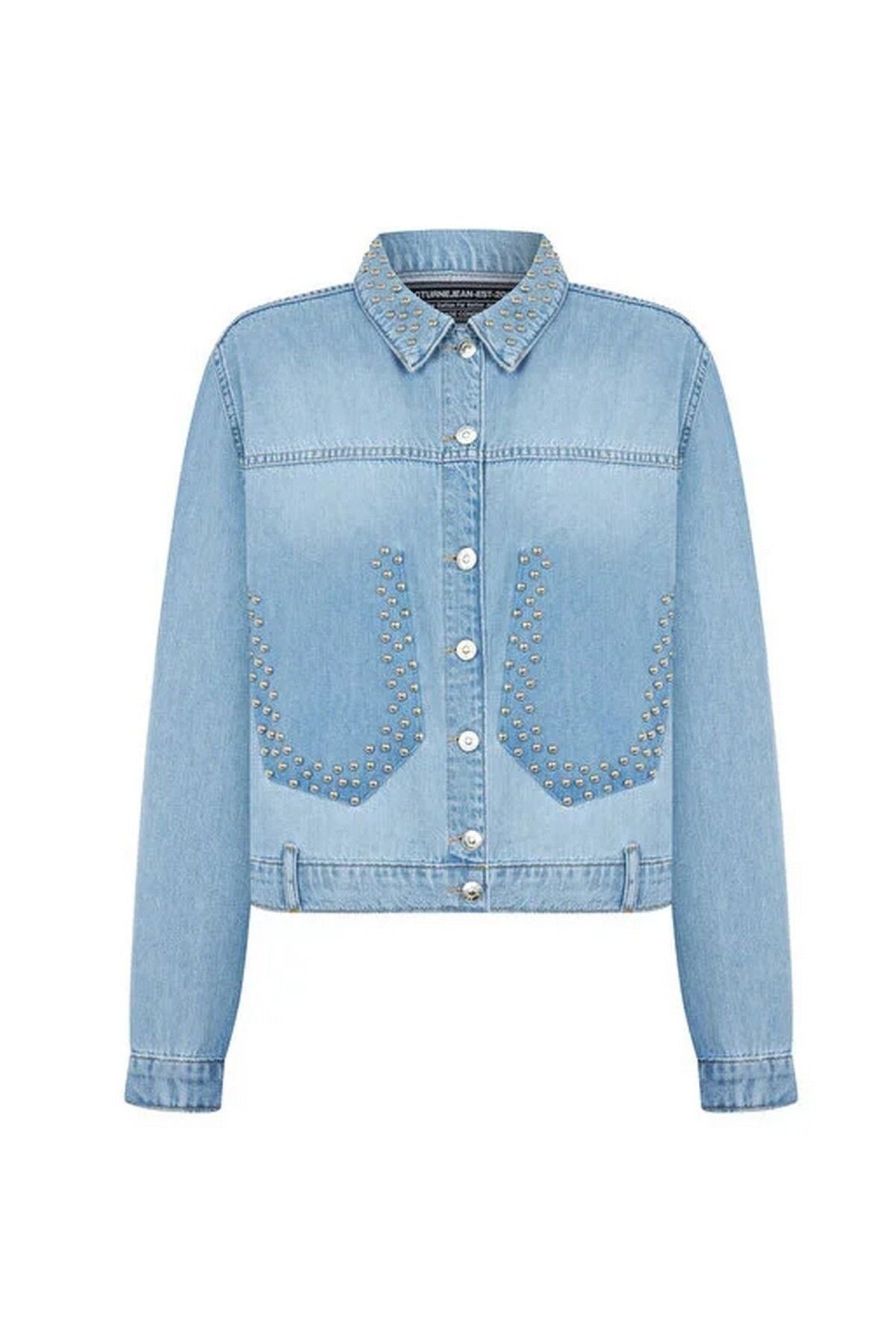 Nocturne Oversize Crop Jean Ceket - Minimalist Günlük Stil