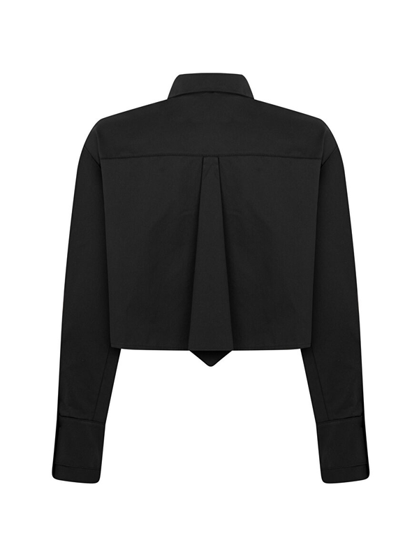 Nocturne Minimalist Crop Gömlek - Uzun Kol, Gömlek Yaka, Günlük Stil