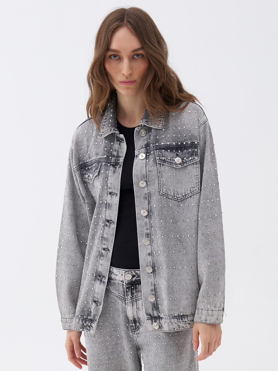 Nocturne Oversize Taş Tasarımlı Jean Ceket N25KD5242 Translation missing: tr.content.product_image_main