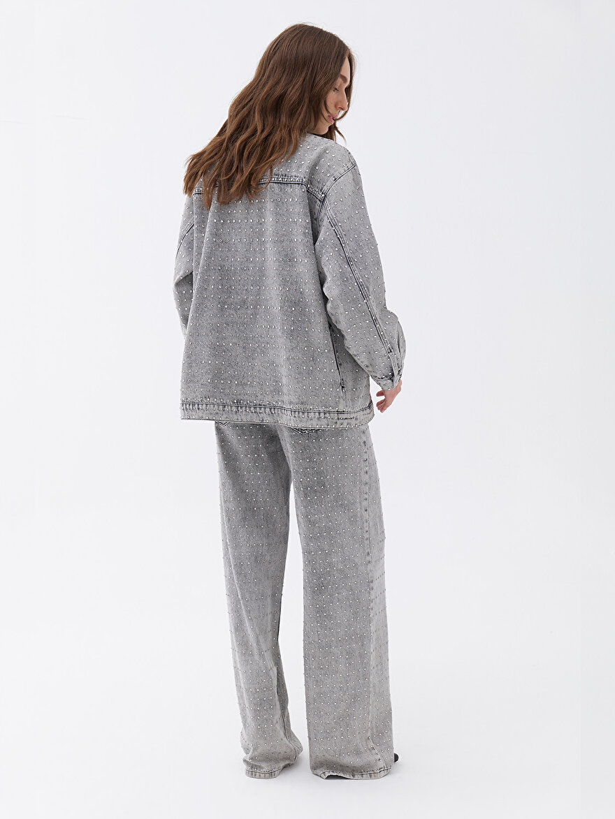 Nocturne Oversize Taş Tasarımlı Jean Ceket N25KD5242 Translation missing: tr.content.product_image_secondary