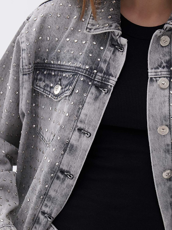 Nocturne Oversize Taş Tasarımlı Jean Ceket N25KD5242