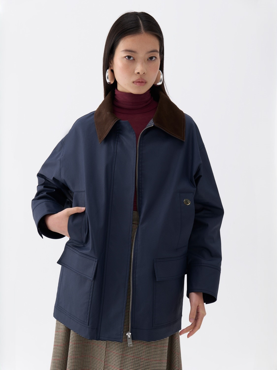 Nocturne Oversize Minimalist Kadın Mont - Midi Boy, Günlük Ana görsel