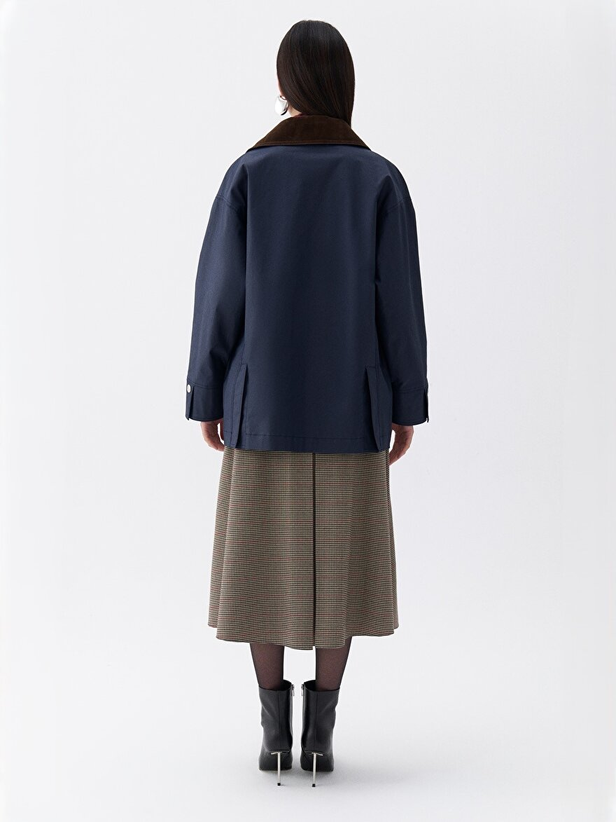 Nocturne Oversize Minimalist Kadın Mont - Midi Boy, Günlük