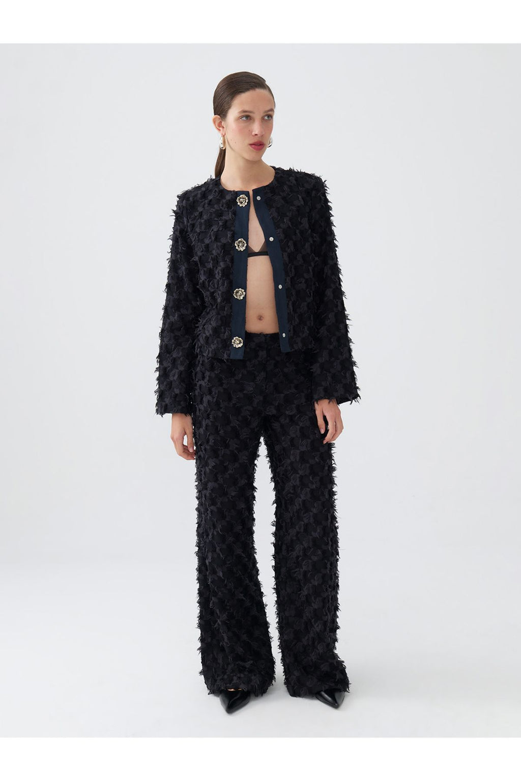 Nocturne Oversize Midi Pantolon - Minimalist, Yüksek Bel, Geniş Paça
