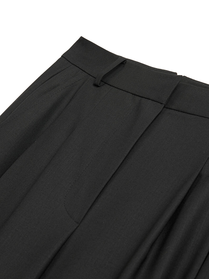 Nocturne Minimalist Yüksek Bel Geniş Paça Midi Kadın Pantolon - Günlük & Ofis
