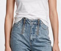 Nocturne Kadın Yüksek Bel Geniş Paça Çift Fermuarlı Denim Pantolon