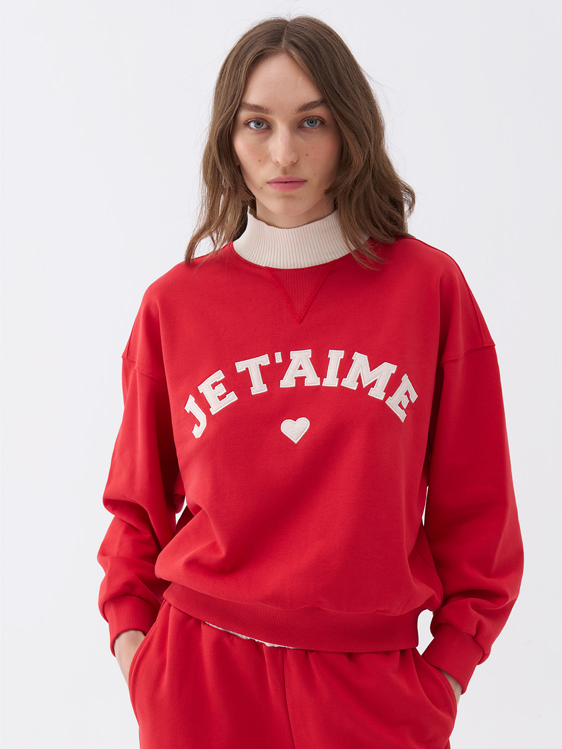 Nocturne Je T'aime Baskılı Oversize Crop Sweatshirt Kadın Translation missing: tr.content.product_image_secondary