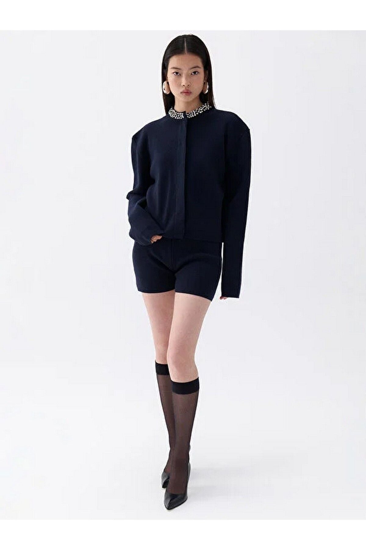 Nocturne Minimalist Oversize Uzun Kol Crop Triko - Trend Tasarım Translation missing: tr.content.product_image_secondary