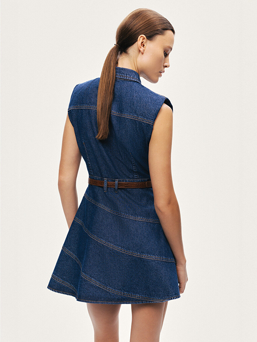 Nocturne Kemer Detaylı Mini Denim Elbise N26YD2737