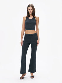 Nocturne Oversized Crop Top - Minimalist Ribana Kadın