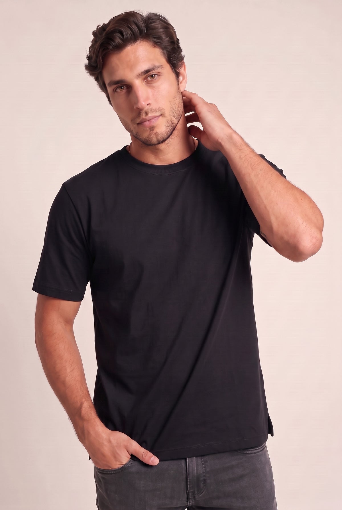 O Yaka Fırçalı 2 İplik T-Shirt JSCO