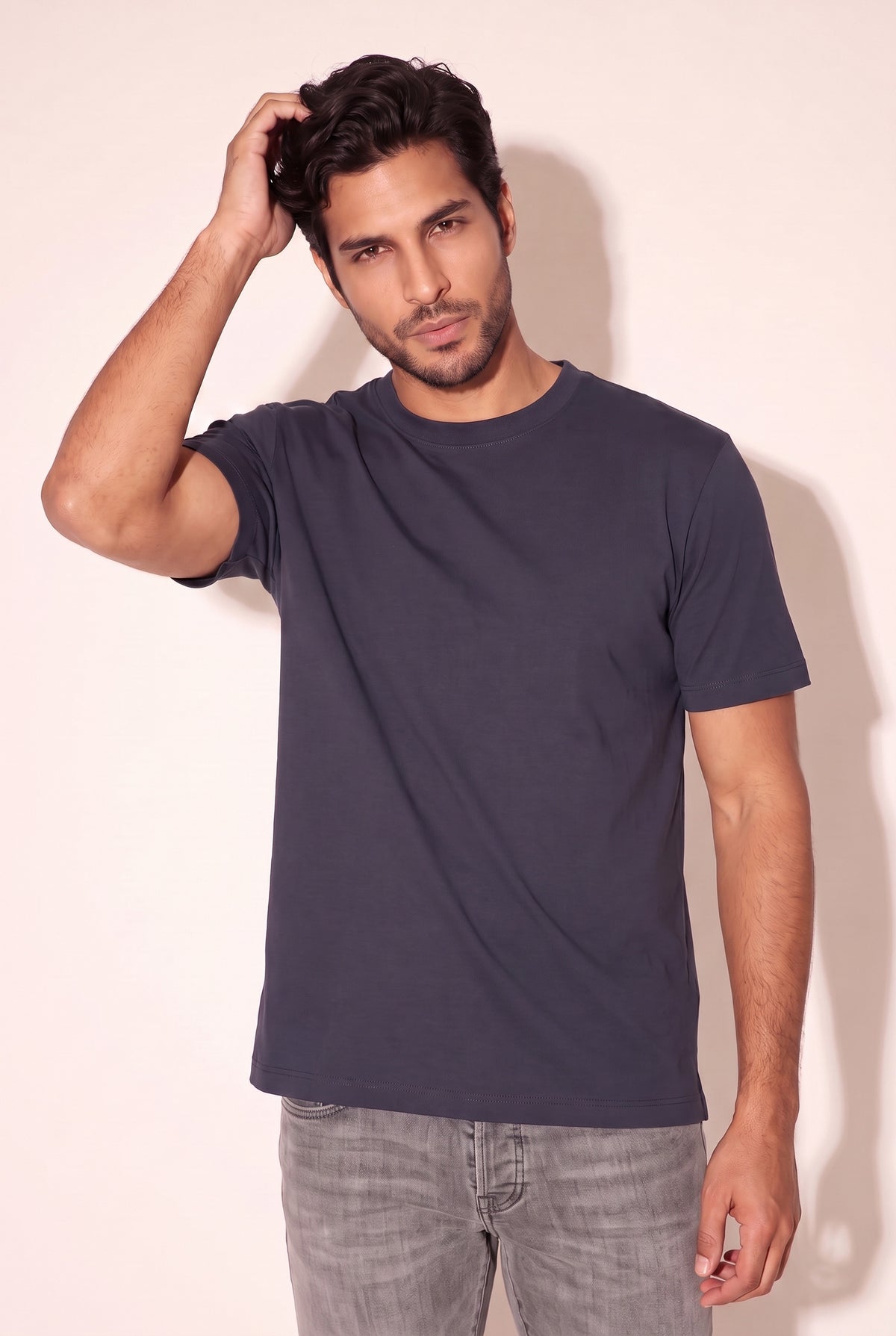 O Yaka Fırçalı 2 İplik T-Shirt JSCO