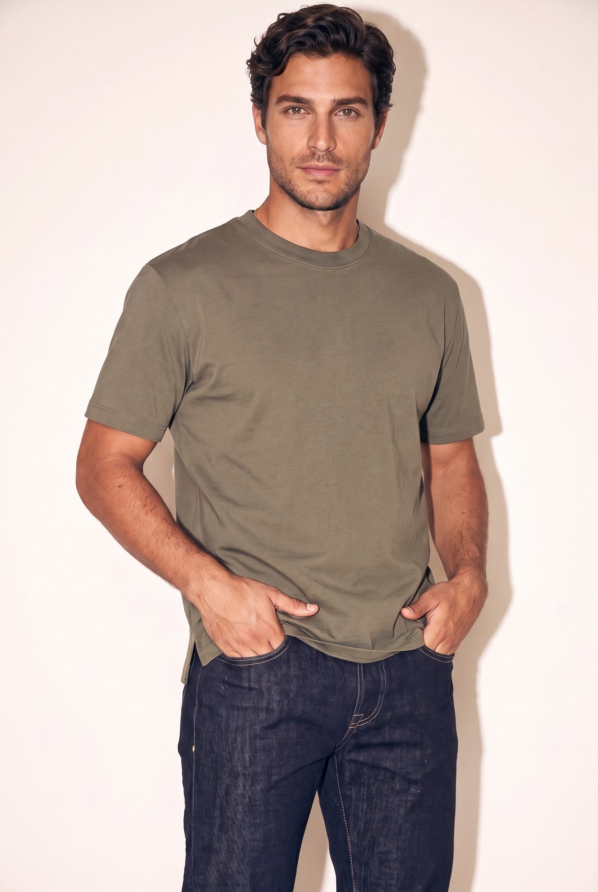 O Yaka Fırçalı 2 İplik T-Shirt JSCO