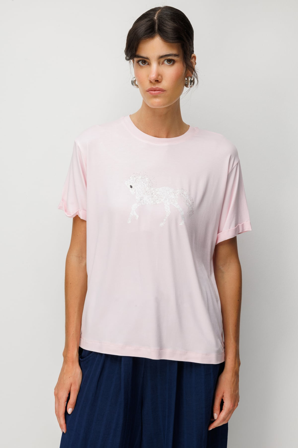 On At Baskılı Sıfır Yaka Tişört T-Shirt