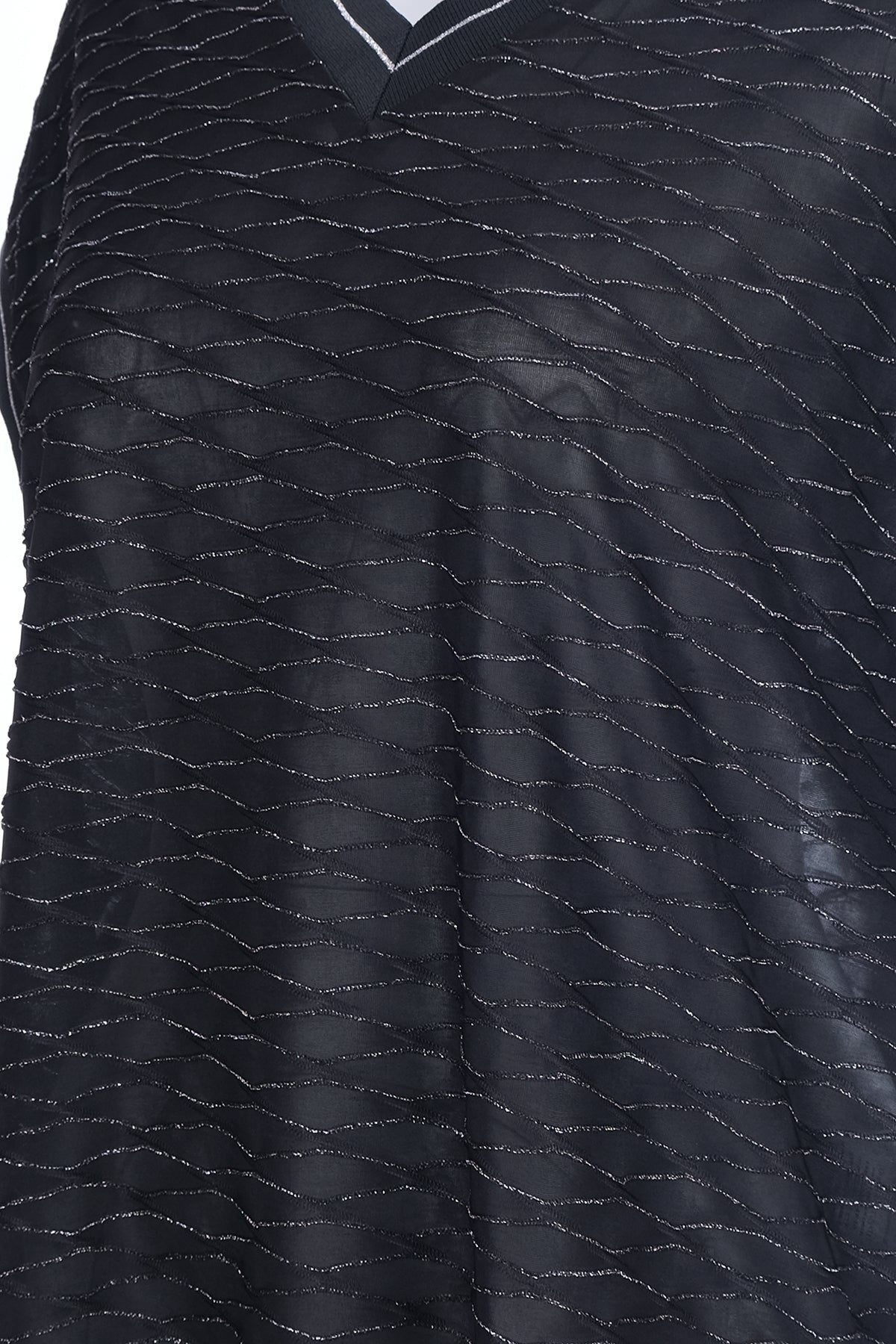 On Oversize V Yaka Kısa Kol Minimalist Kadın Bluz