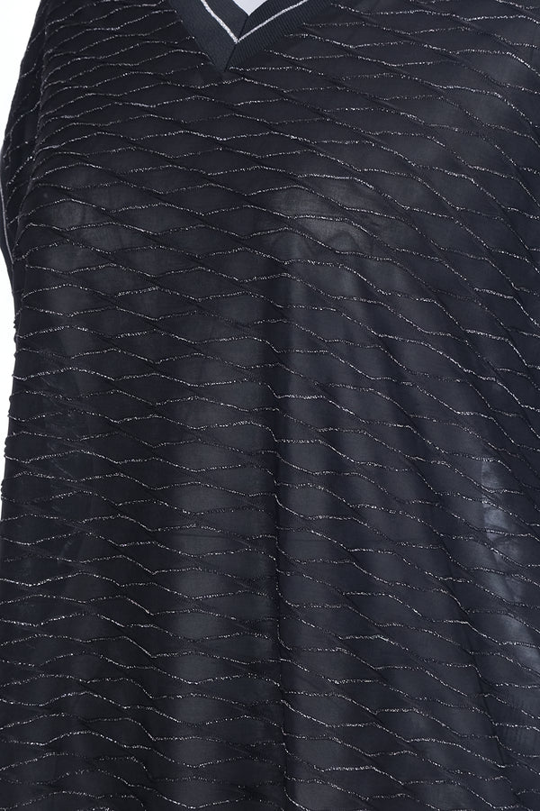 On Oversize V Yaka Kısa Kol Minimalist Kadın Bluz