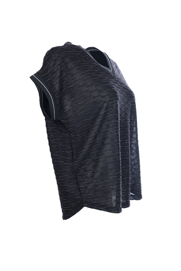 On Oversize V Yaka Kısa Kol Minimalist Kadın Bluz