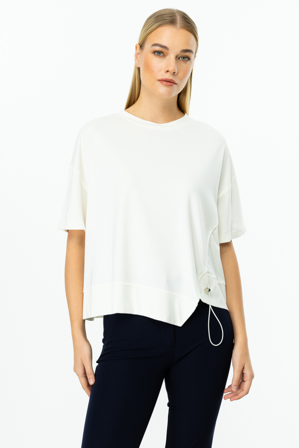 On Asimetrik Desenli Oversize Kadın Bluz 25Y56327
