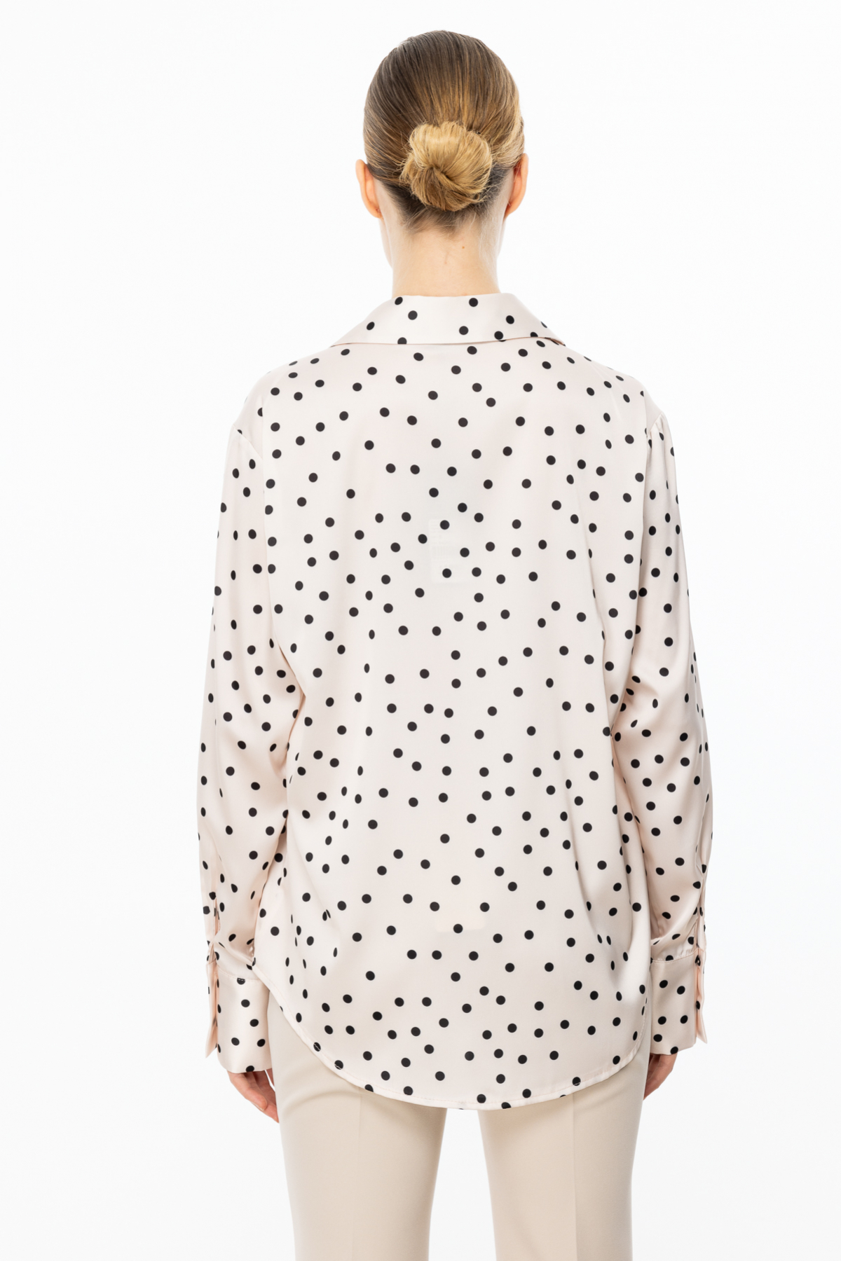 On Minimalist Çizgili Oversize Uzun Kol Saten Kadın Gömlek