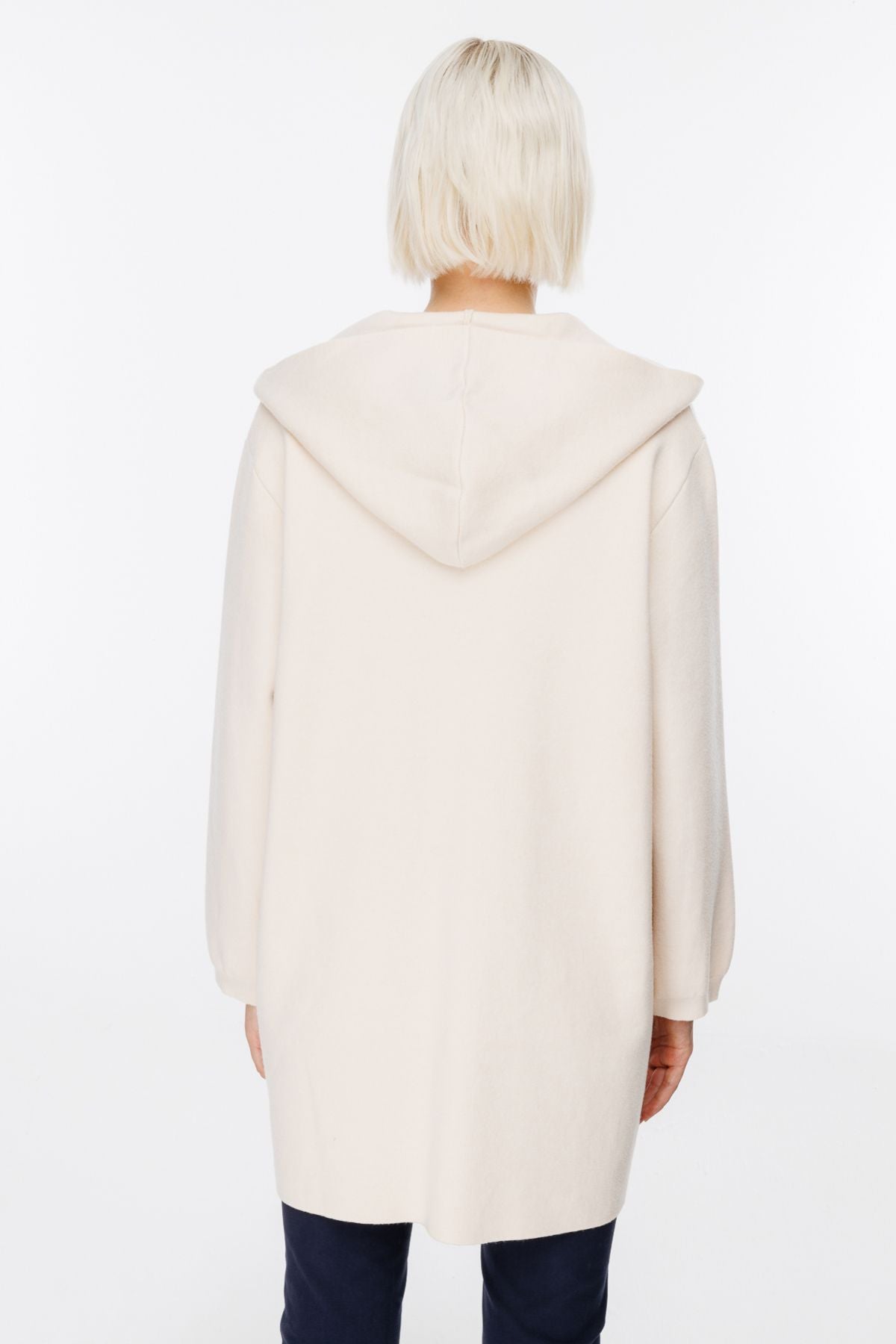 On Kadın Oversized Kapüşonlu Fermuarlı Midi Hırka