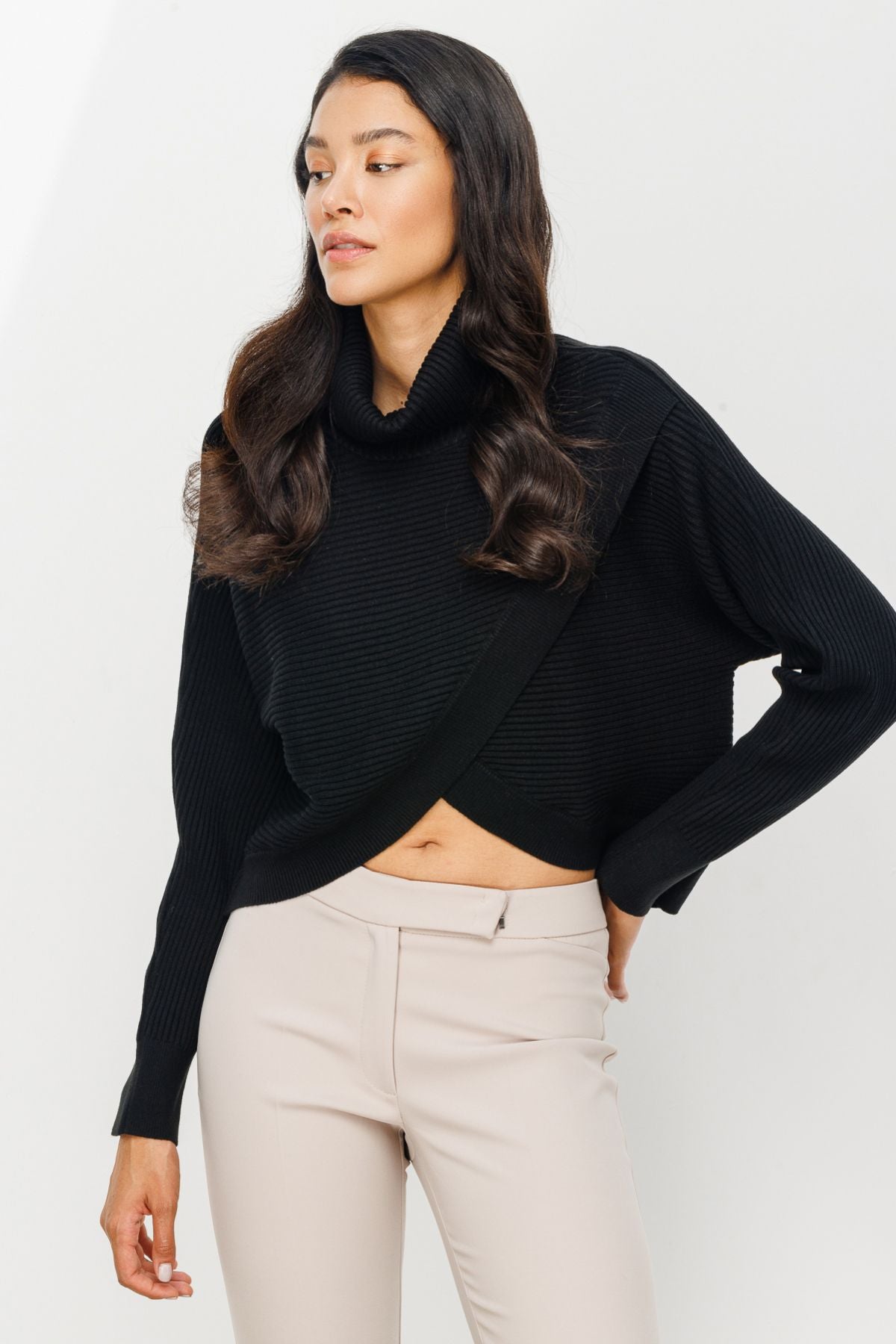 On Minimalist Boğazlı Crop Oversize Kazak - Günlük Şıklık