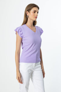 On Kadın Minimalist V Yaka Kısa Kol Bluz - Regular Fit