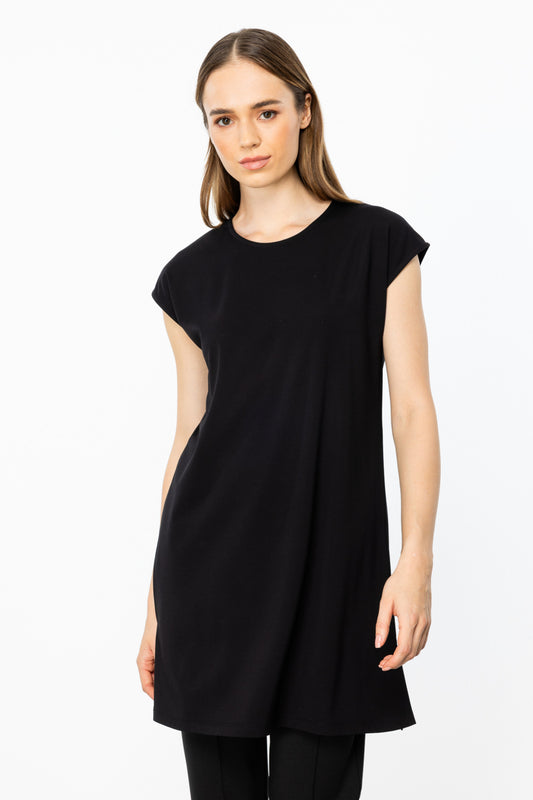 On Kadın Oversize Midi Bluz - Minimalist Stil, Kısa Kol