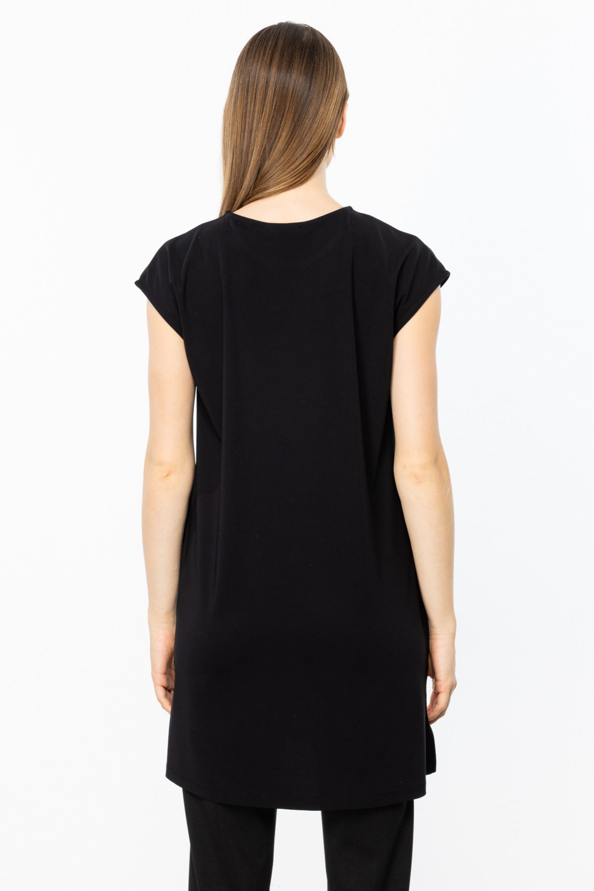 On Kadın Oversize Midi Bluz - Minimalist Stil, Kısa Kol