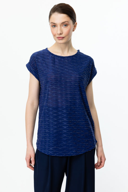 On Minimalist Oversize Kadın Bluz - Yuvarlak Yaka Kısa Kol