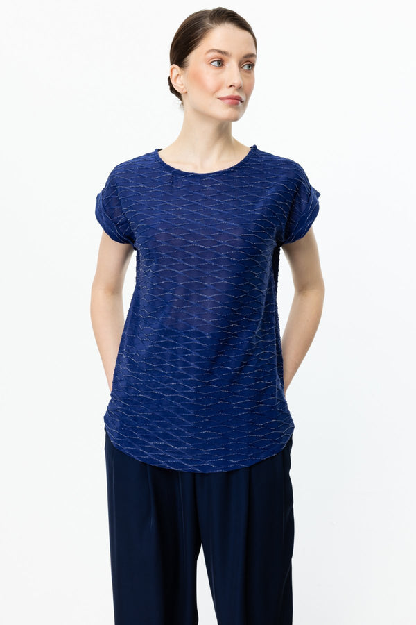 On Minimalist Oversize Kadın Bluz - Yuvarlak Yaka Kısa Kol