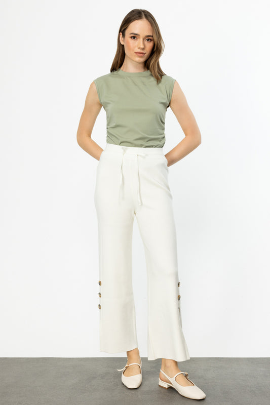 On Minimalist Oversized Midi Kadın Pantolon - Yüksek Bel