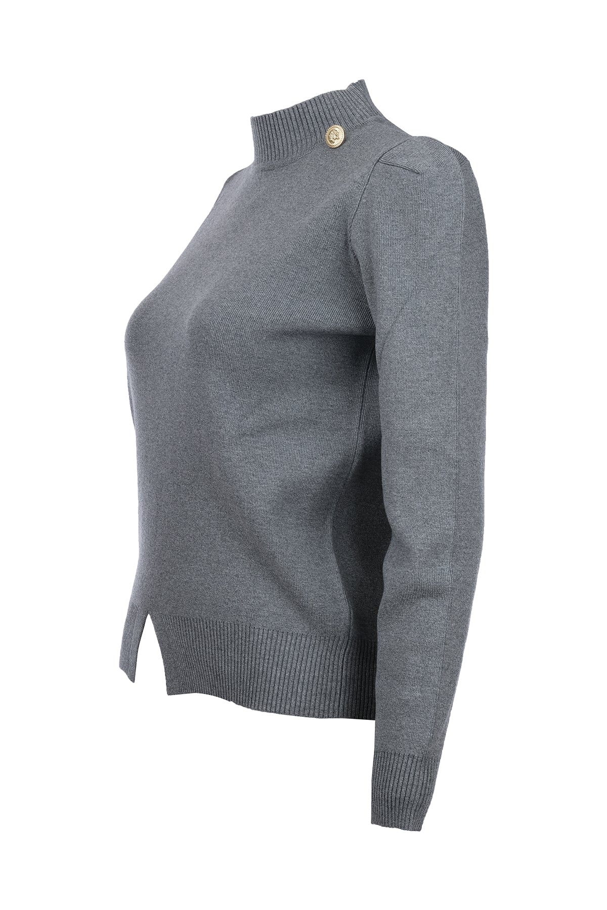 On Minimalist Uzun Kol Yüksek Yaka Kadın Kazak - Crop Kesim