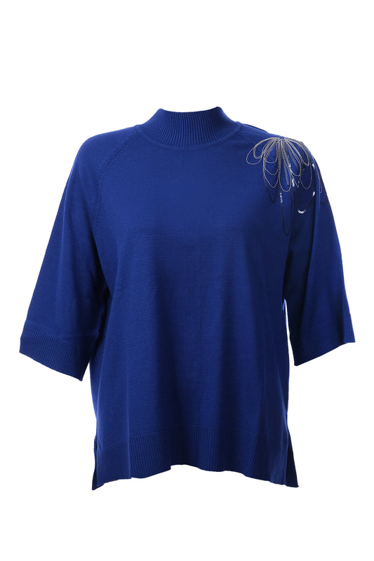 On Omzu Zincir İşlemeli Triko Kazak On