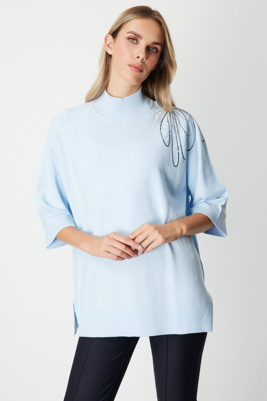 On Omzu Zincir İşlemeli Triko Kazak On