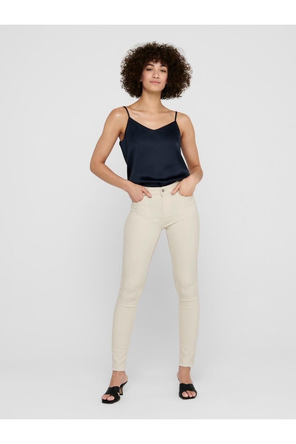 Only Minimalist Slim Fit Midi Kadın Pantolon - Günlük Şıklık Ana görsel