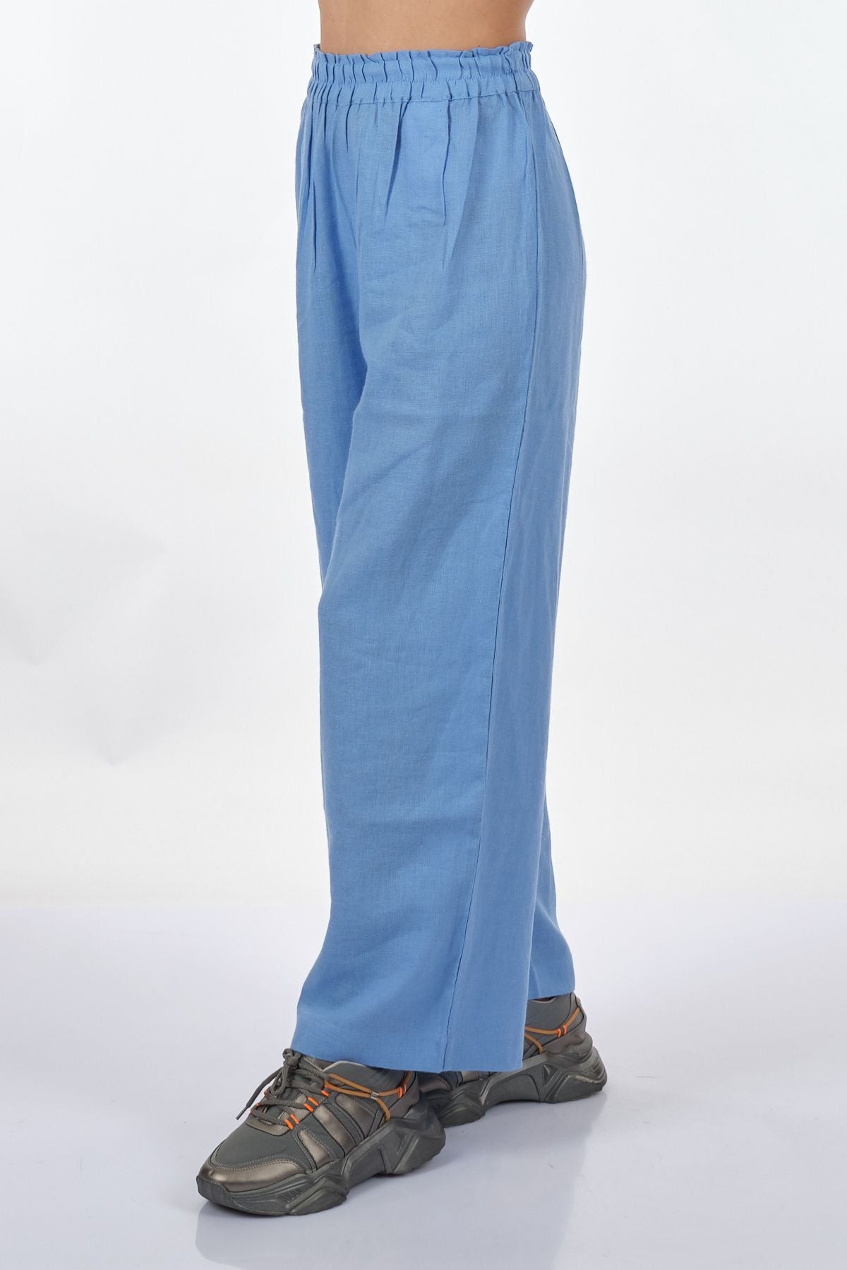 Only Minimalist Yüksek Bel Geniş Paça Keten Pantolon - Rahat ve Şık
