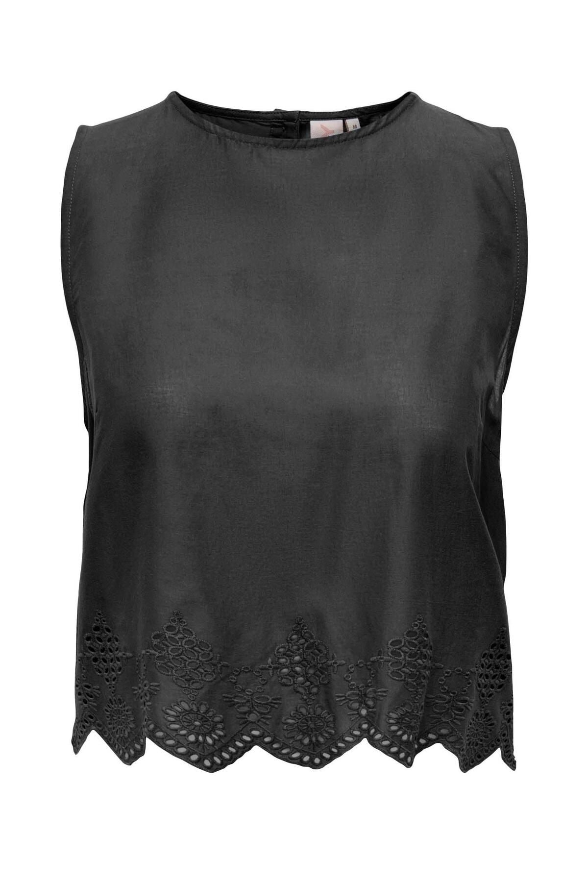 Only Minimalist Crop T-Shirt Yuvarlak Yaka Kolsuz Yazlık Günlük Translation missing: tr.content.product_image_main