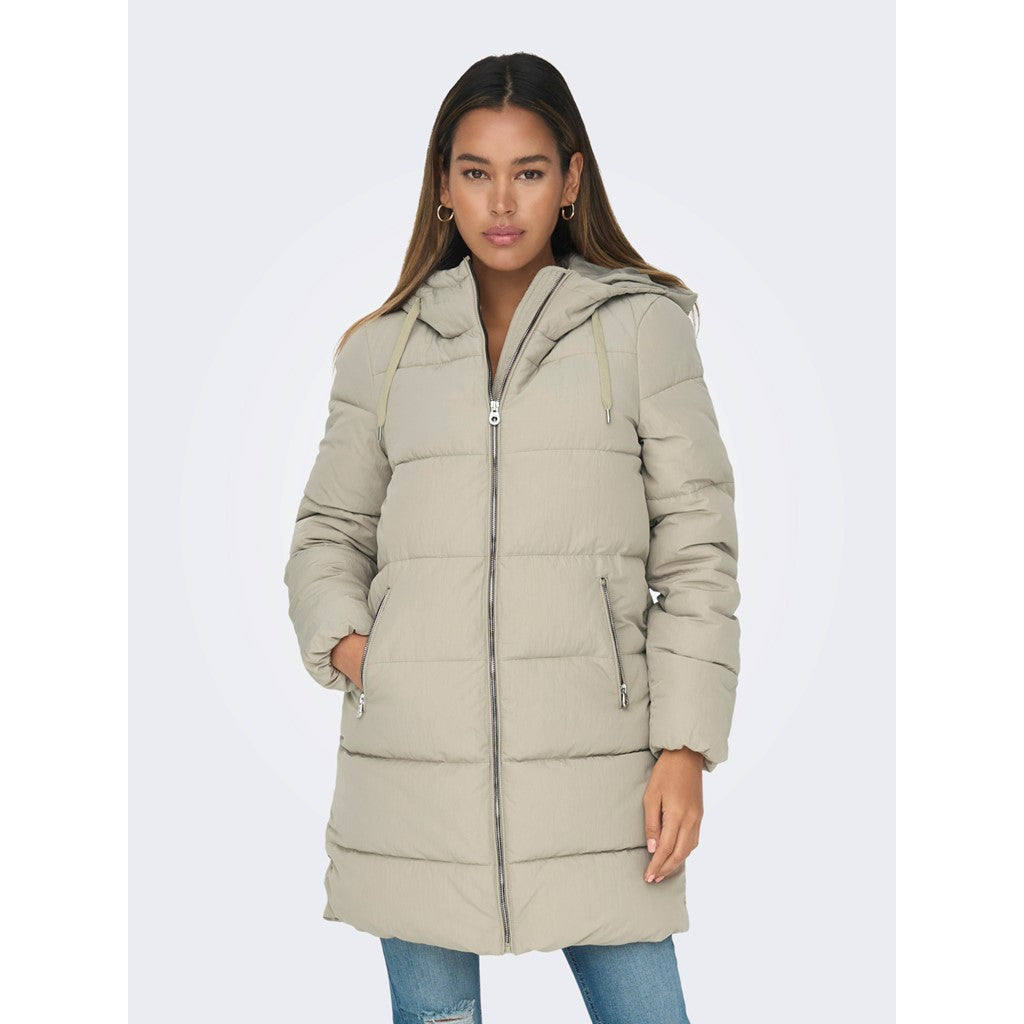 Only Kapüşonlu Oversize Midi Şişme Mont - Kışlık Günlük Ana görsel