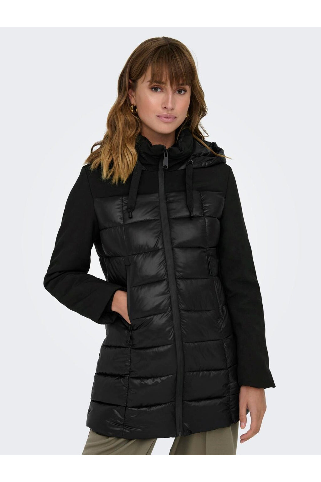Only Midi Kapüşonlu Şişme Kaban - Oversize Minimalist Kışlık