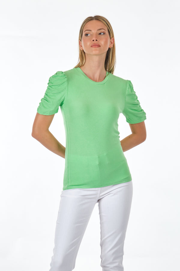 Only Minimalist Büzgülü Kol Kısa T-Shirt - Günlük Kombinler