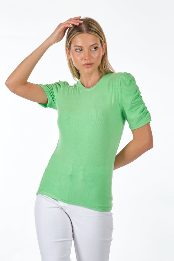 Only Minimalist Büzgülü Kol Kısa T-Shirt - Günlük Kombinler